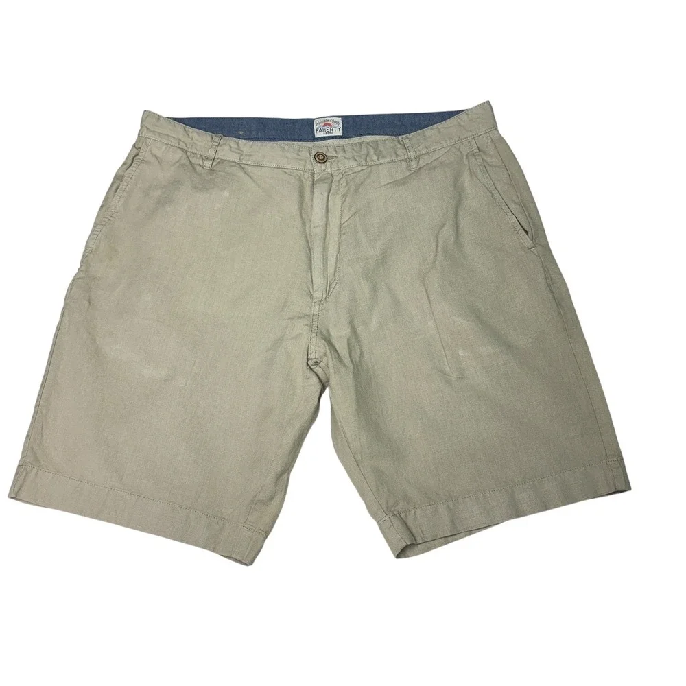 Faherty‎ Brand Mens Shorts Size 35 Linen Cotton Blend Casual